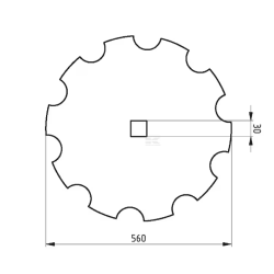 Talerz brony uzębiony, 560x3.5 mm